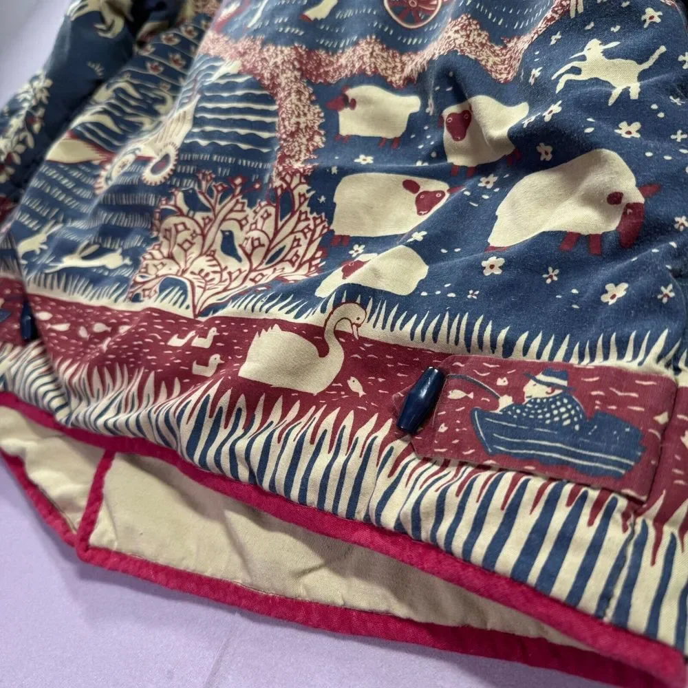 Asian Jacket Kids S/M Cows Horses Quilted Imperial Tang Chinese‎ Toggle Button